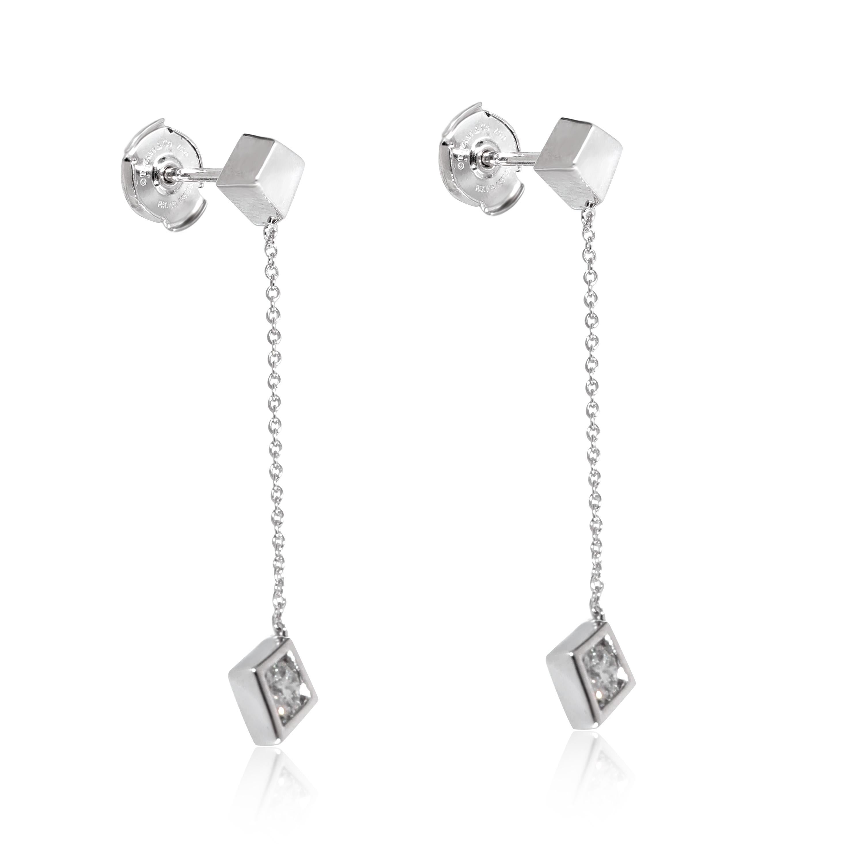 Women's or Men's Tiffany & Co. Frank Gehry Torque Cube Drop Earring in 18k White Gold 0.40 CTW For Sale