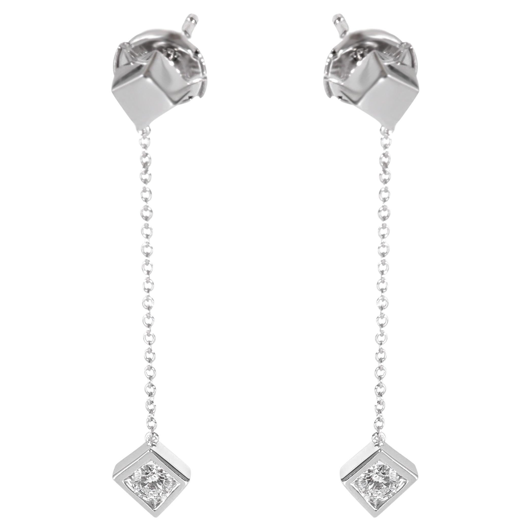 Tiffany & Co. Frank Gehry Torque Cube Drop Earring in 18k White Gold 0.40 CTW