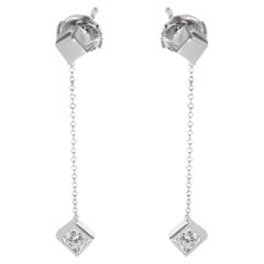 Tiffany & Co. Frank Gehry Torque Cube Drop Earring in 18k White Gold 0.40 CTW