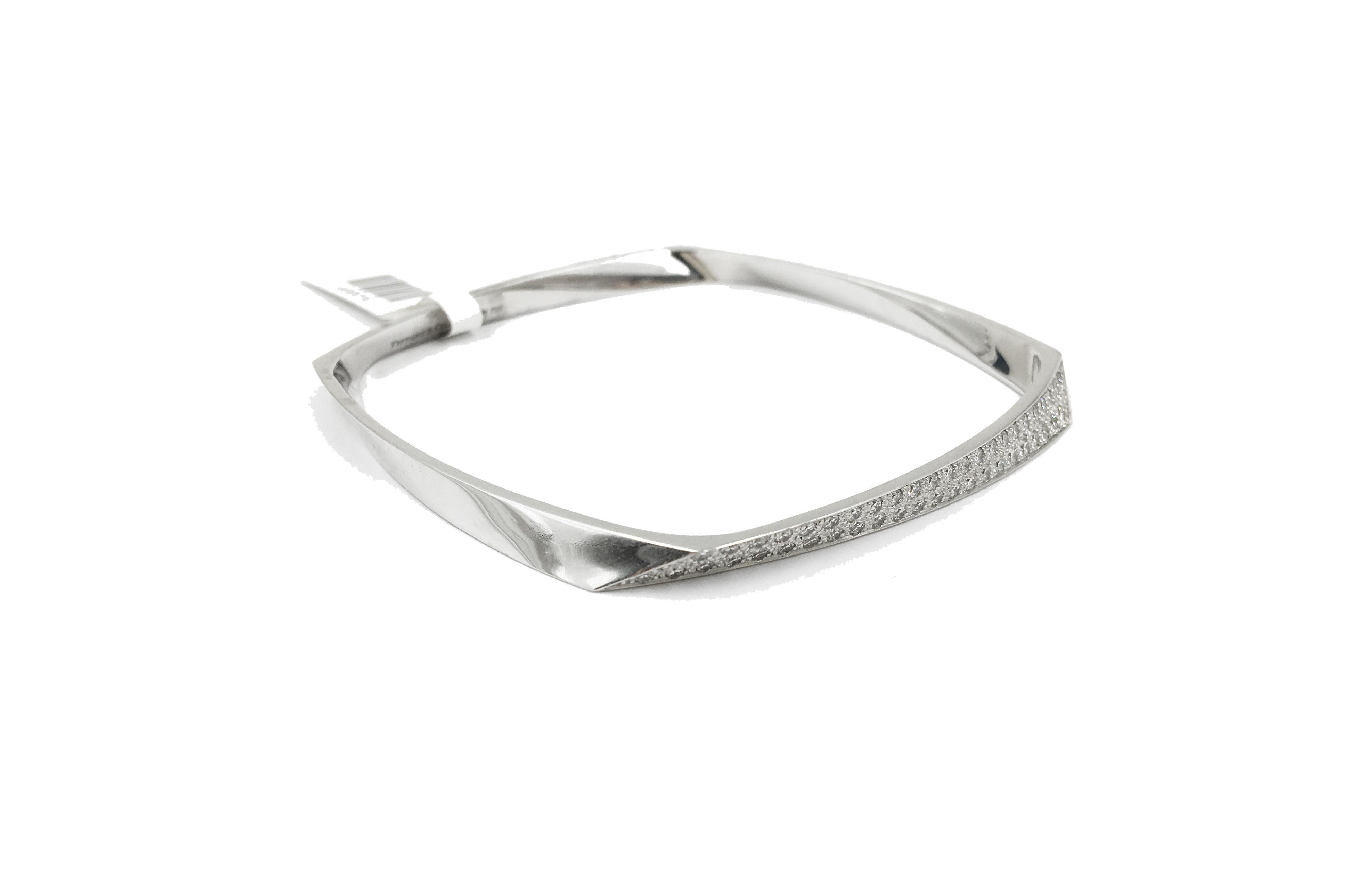 Tiffany & Co. Frank Gehry Torque White Gold Diamond Bangle For Sale 4