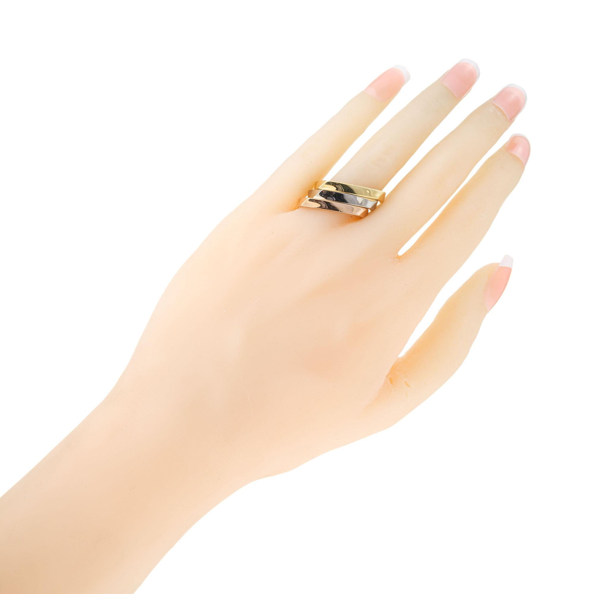 Tiffany & Co. Frank Gehry Tri -Color Gold Torque Ring set In Excellent Condition In Stamford, CT