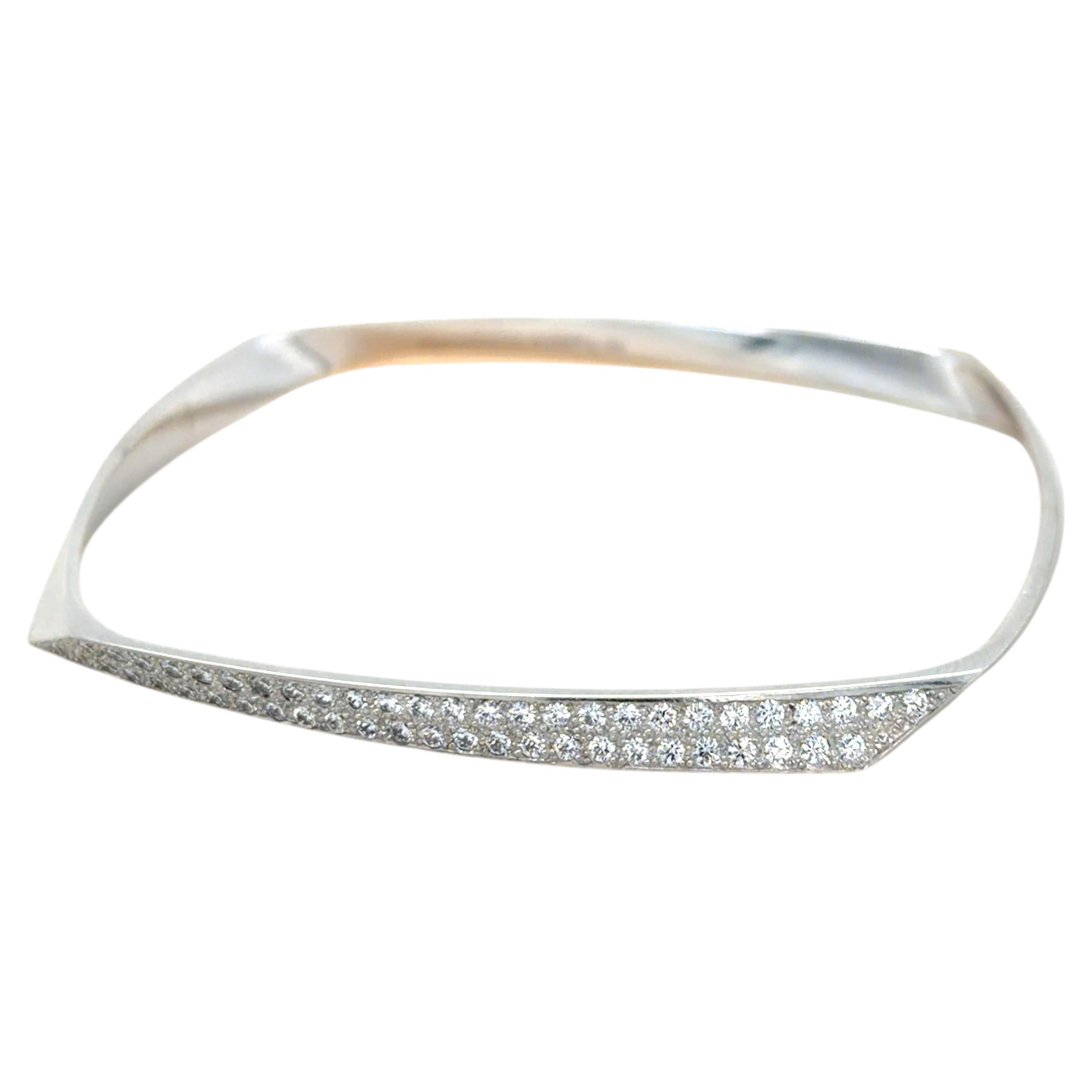 Tiffany & Co., Frank Ghery Torque 18K White Gold and Diamond Bangle Bracelet
