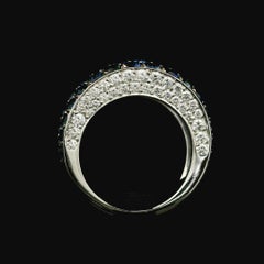 Tiffany & Co. French 18k White Gold 2.78ctw Sapphire and Diamond Band Ring