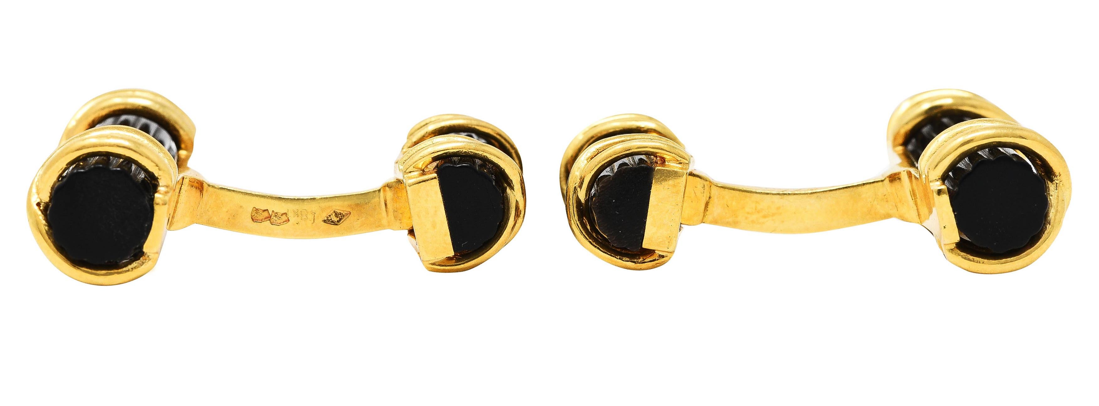 Tiffany & Co. French Carved Horn 18 Karat Yellow Gold Vintage Men's Cufflinks 2