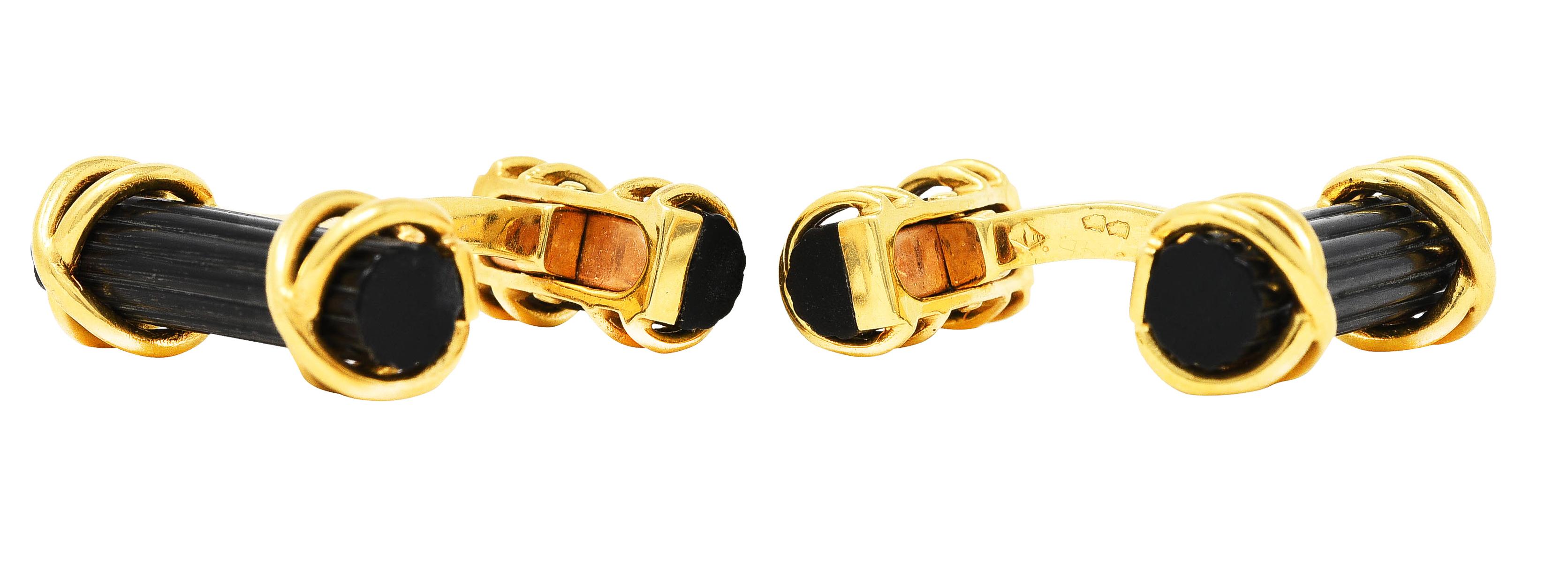 Tiffany & Co. French Carved Horn 18 Karat Yellow Gold Vintage Men's Cufflinks 3