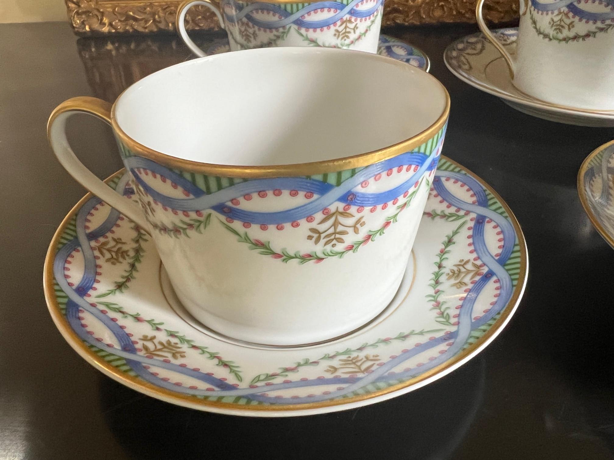French Provincial Tiffany & Co. French Limoges Louvecinnes Cups and Saucers, Set of 10