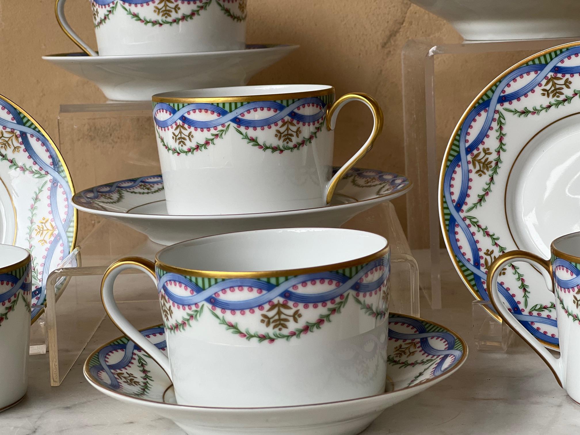 Tiffany & Co. French Limoges Louvecinnes Cups and Saucers, Set of 10 In Excellent Condition In Ross, CA