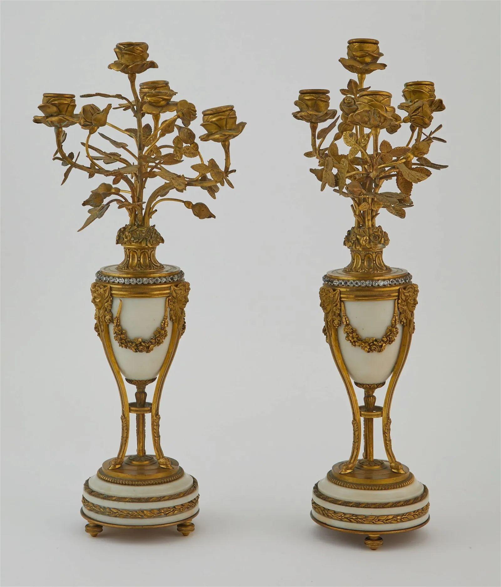 Tiffany & Co, French Louis XVI, Clock, Garniture Set, Bronze, Marble, France For Sale 2