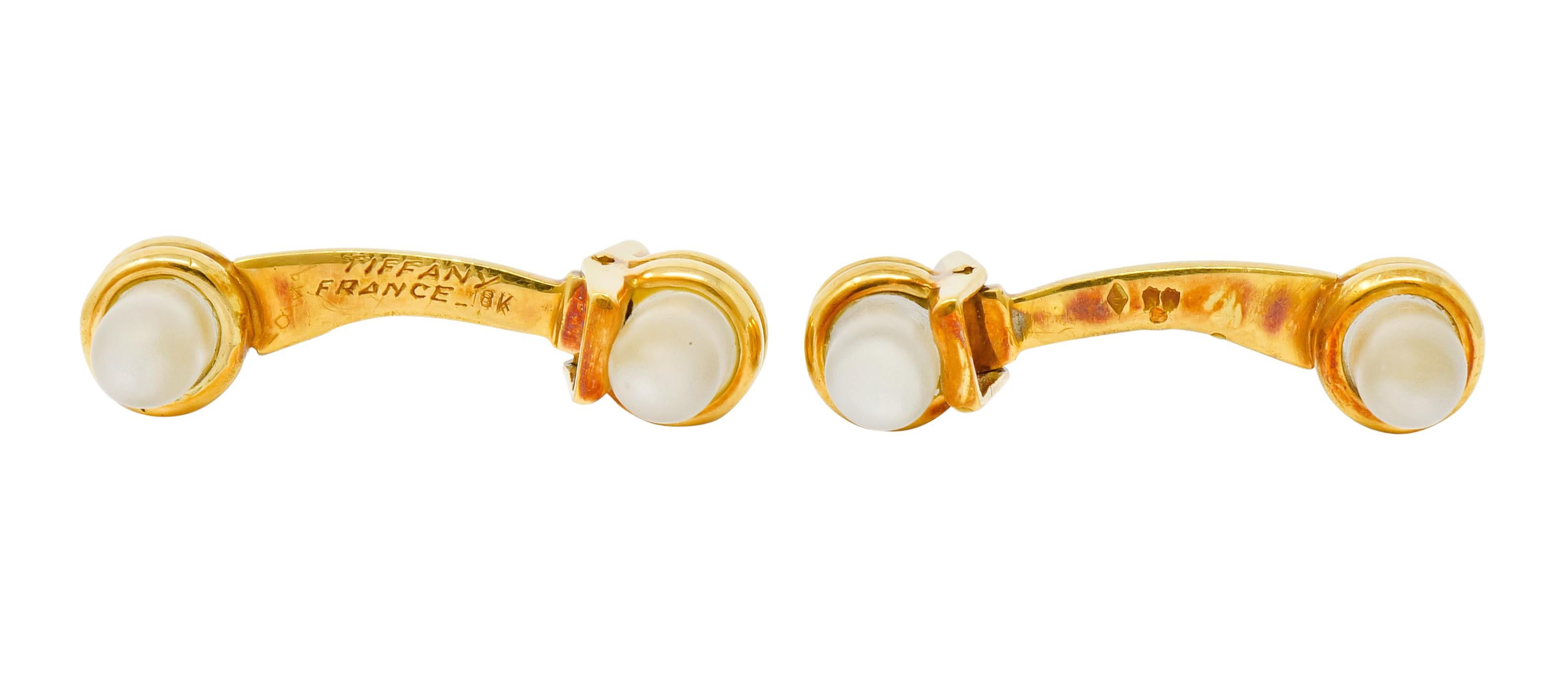 Tiffany & Co. French Rock Crystal 18 Karat Gold Men's Cufflinks In Excellent Condition In Philadelphia, PA