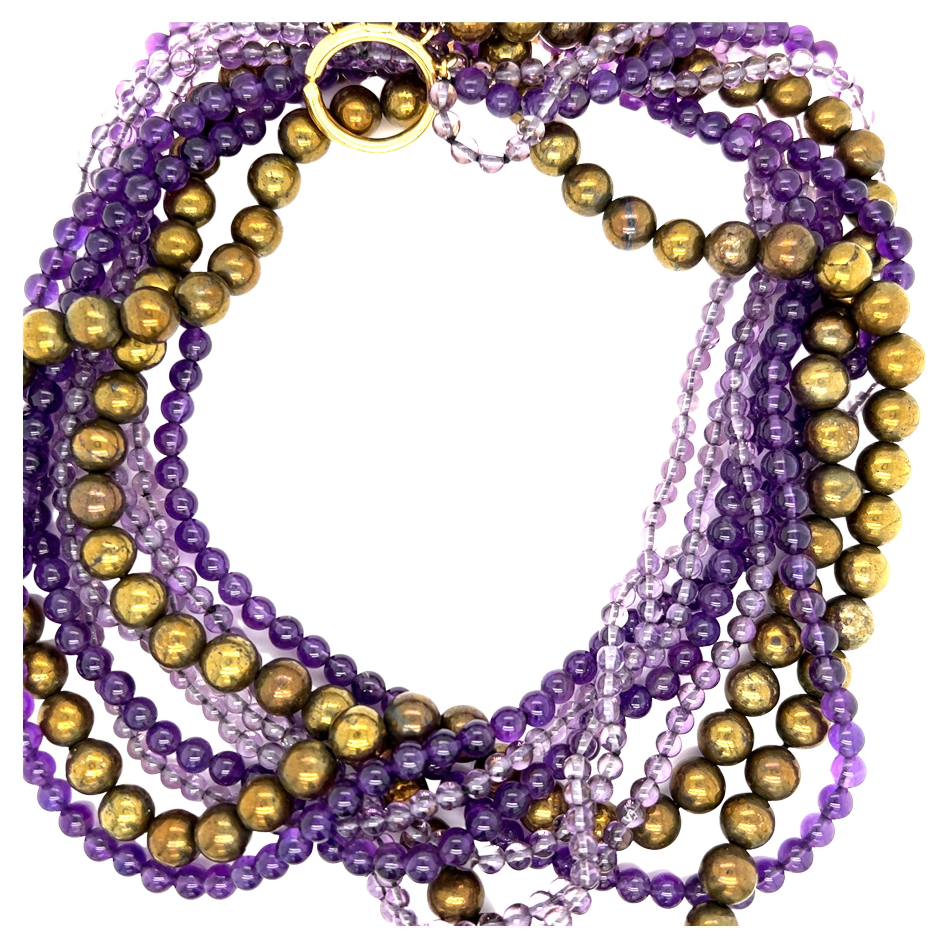 Tiffany 
Co. Freshwater Pearl and Amethyst Bead Necklace in 18K Gold