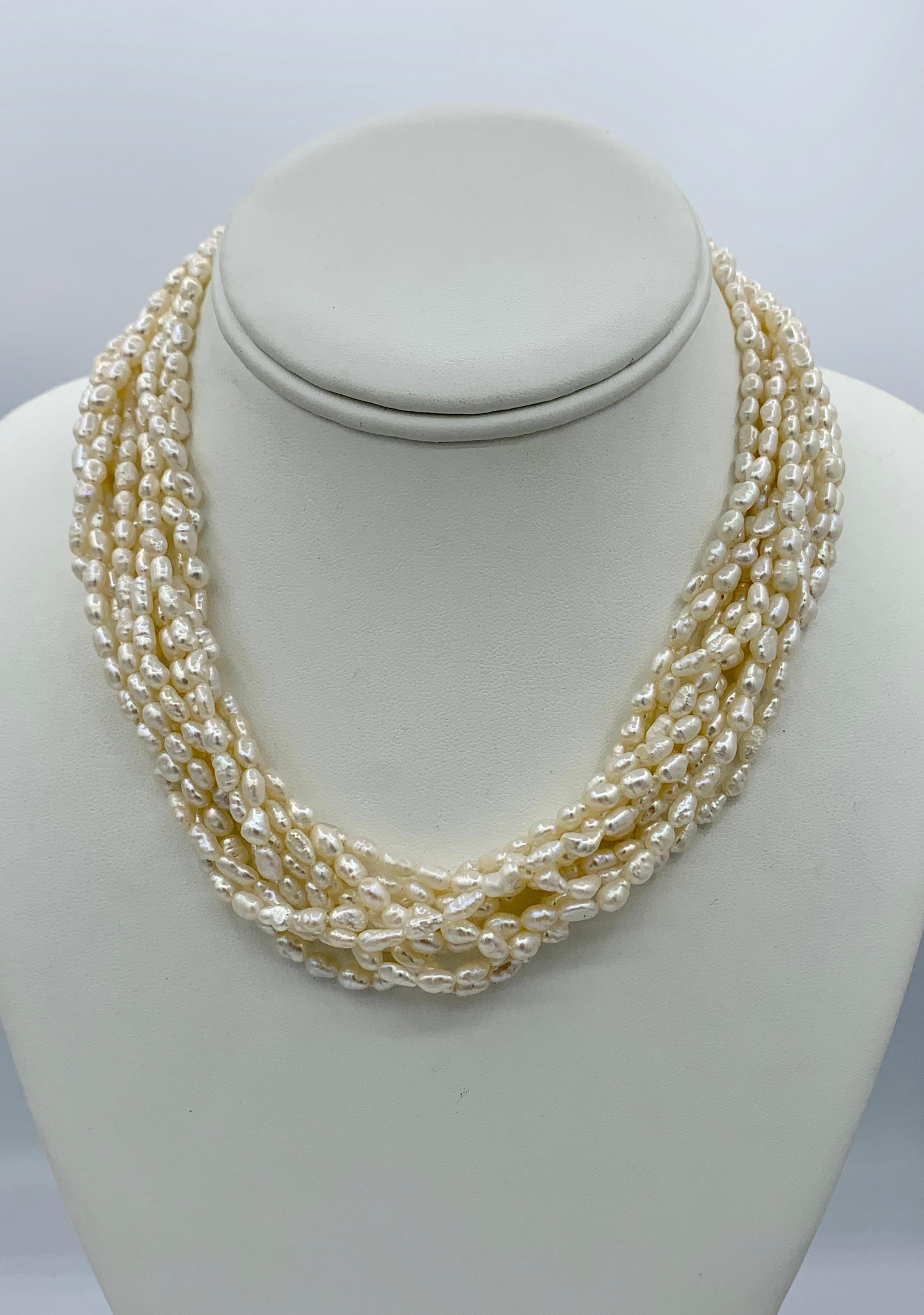 Modern Tiffany & Co. Freshwater Pearl Torsade Necklace 18 Karat Gold Vintage