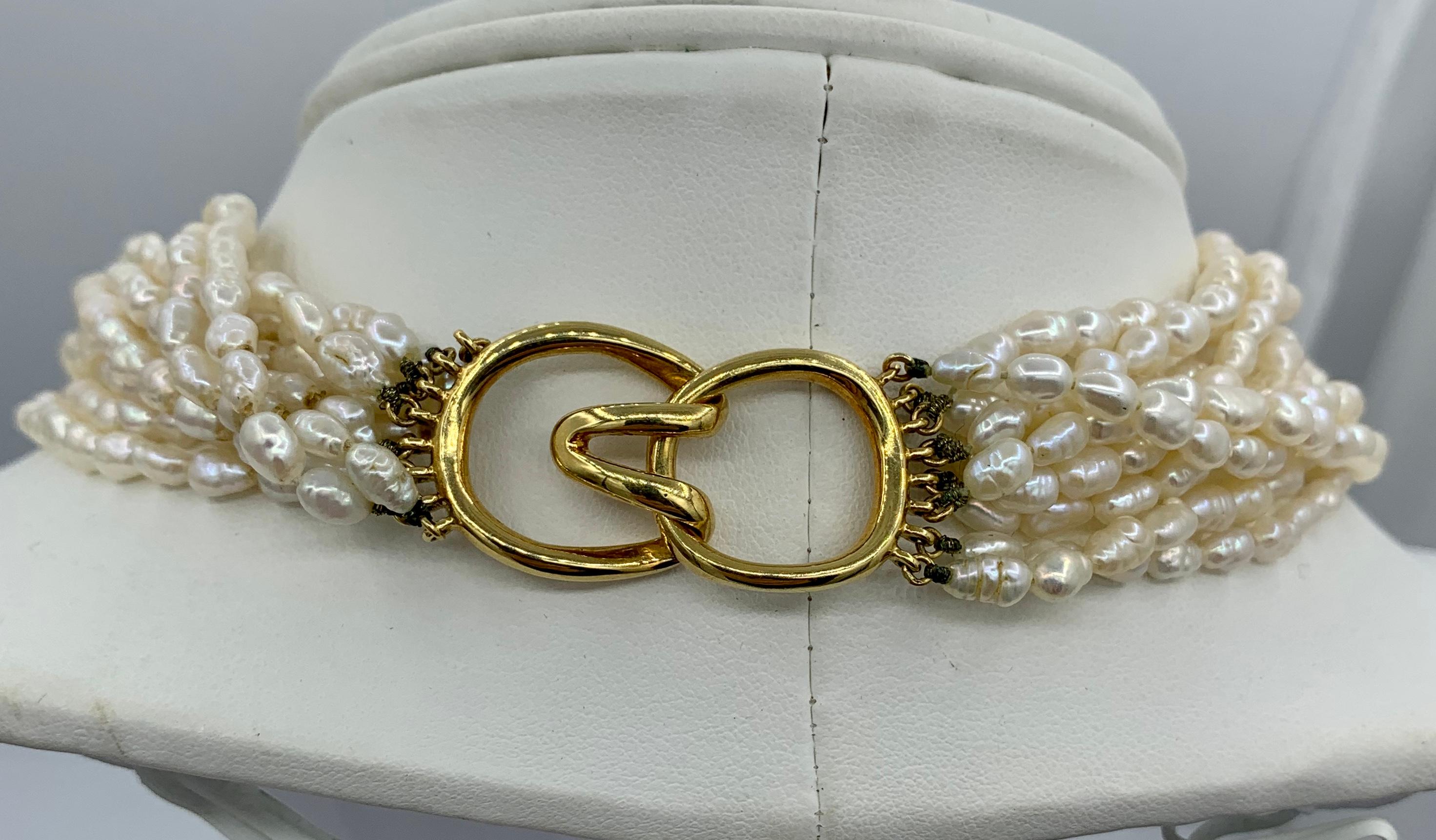 Women's Tiffany & Co. Freshwater Pearl Torsade Necklace 18 Karat Gold Vintage