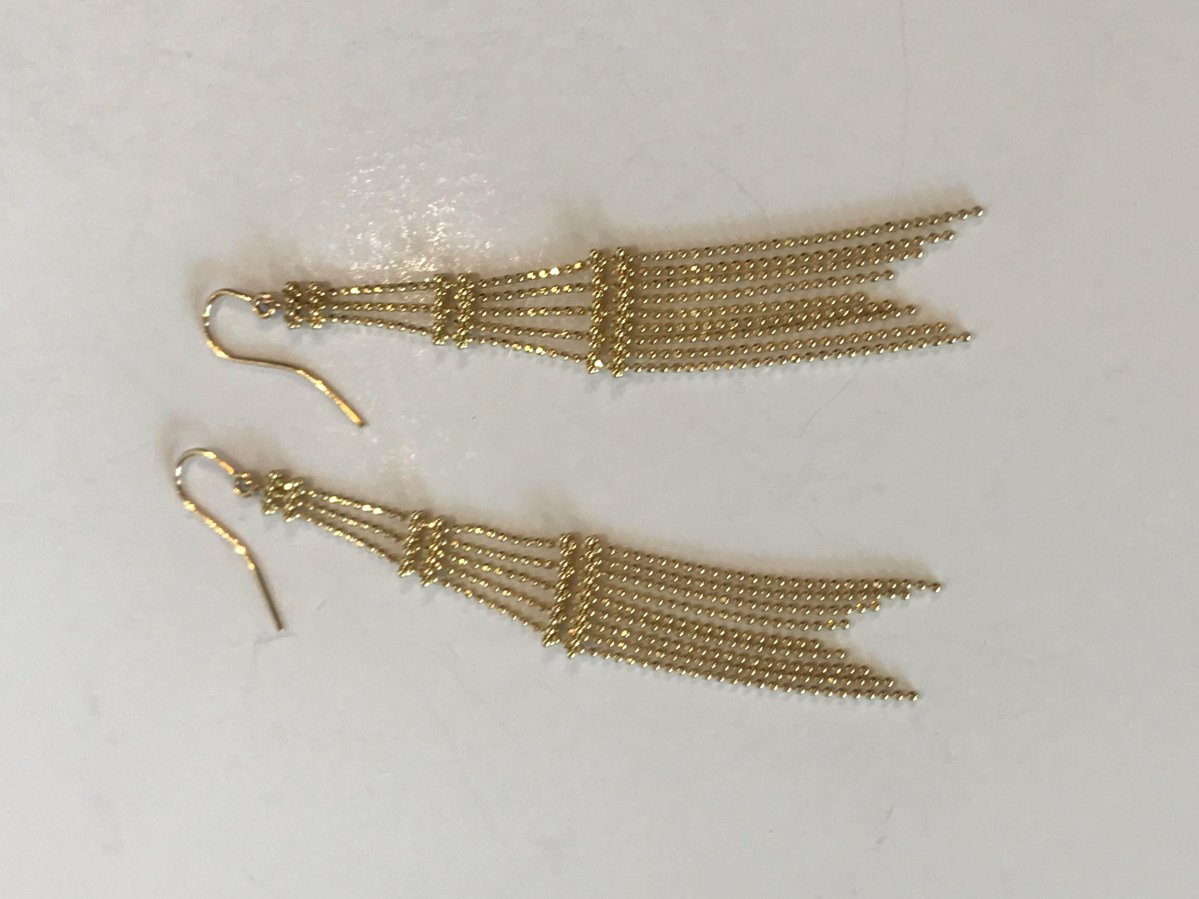 Contemporary Tiffany & Co. 'Fringe Tower' Design Drop Earrings in 18 Carat Gold For Sale