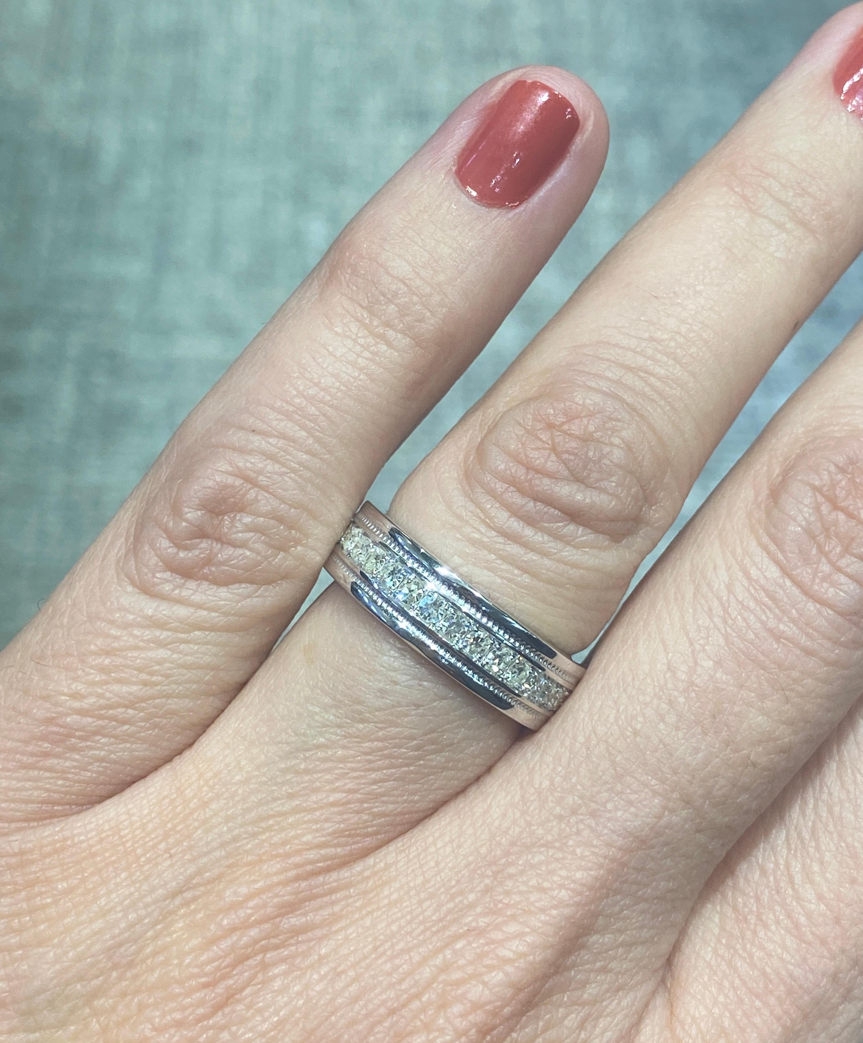 Modern Tiffany & Co full circle 18k white gold diamond eternity ring For Sale
