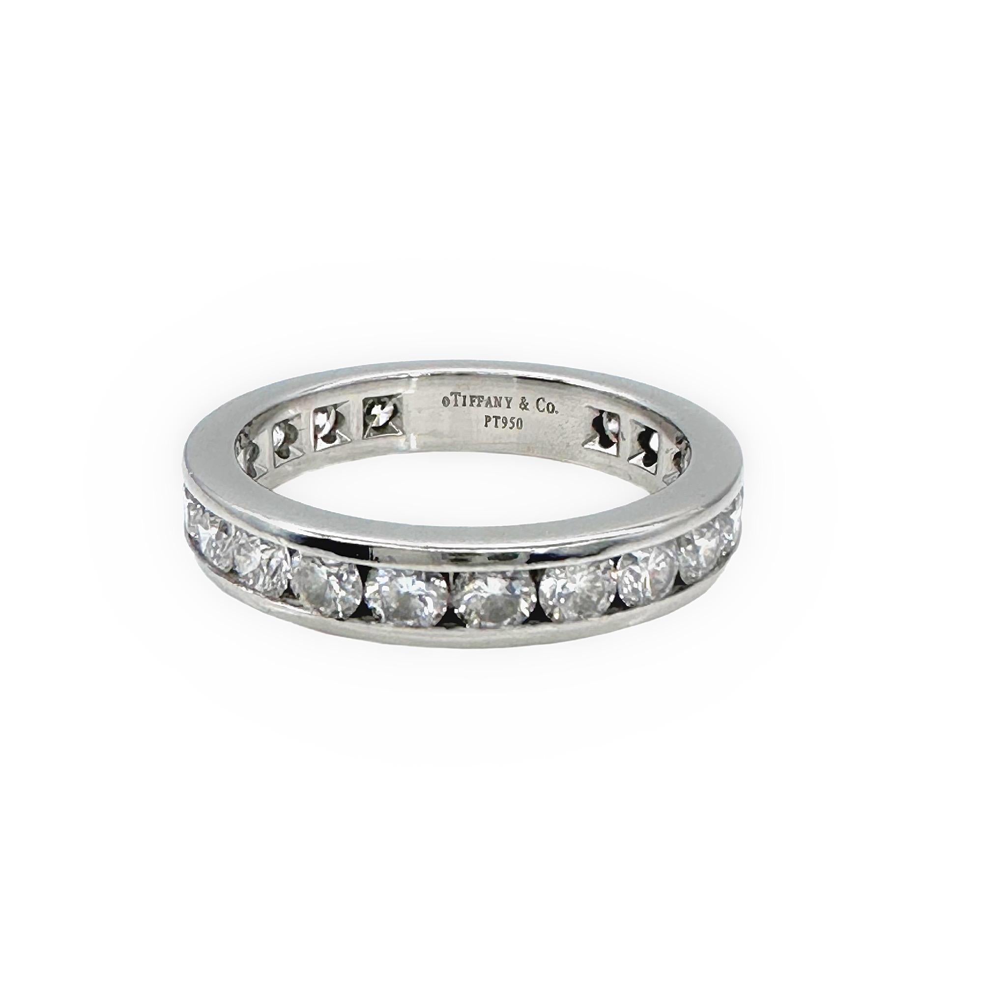 Round Cut Tiffany & Co. Full Circle Diamond Channel Set Eternity Band 1.95tcw Plat For Sale