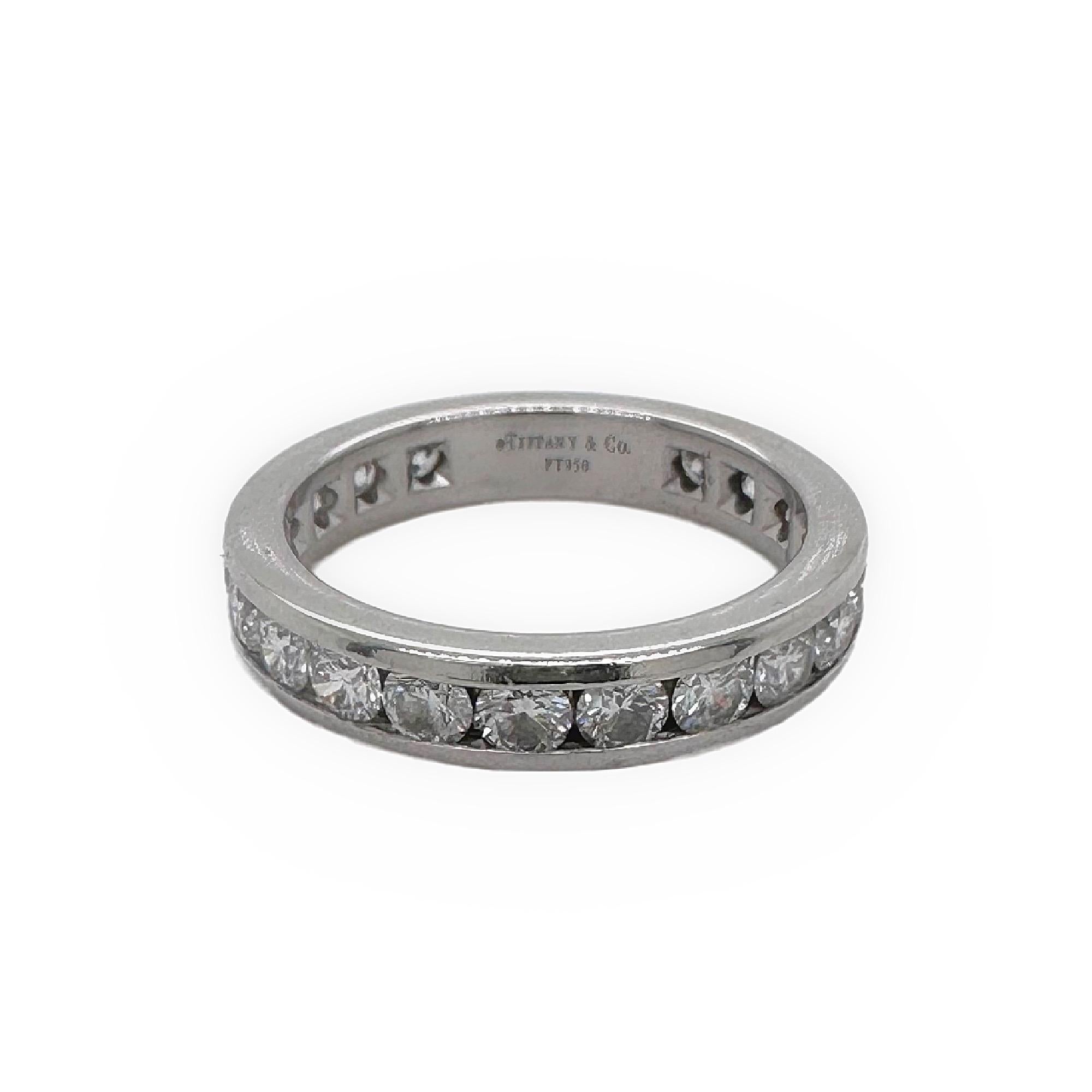 Tiffany & Co. Full Circle Diamond Channel Set Eternity Band 1.95tcw Plat In Excellent Condition For Sale In San Diego, CA