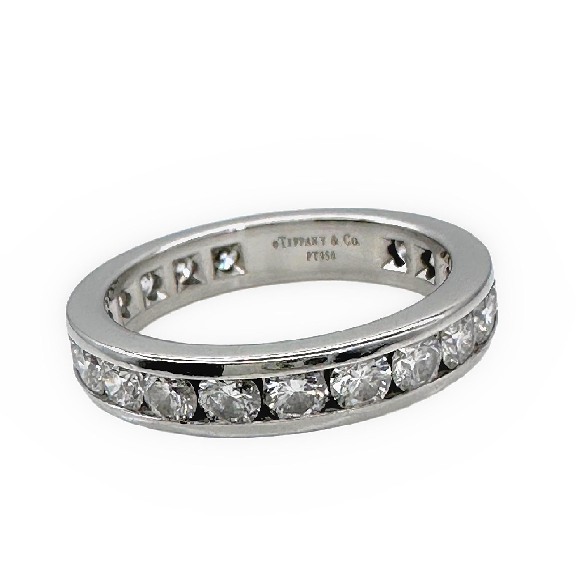 Women's or Men's Tiffany & Co. Full Circle Diamond Channel Set Eternity Band 1.95tcw Plat For Sale