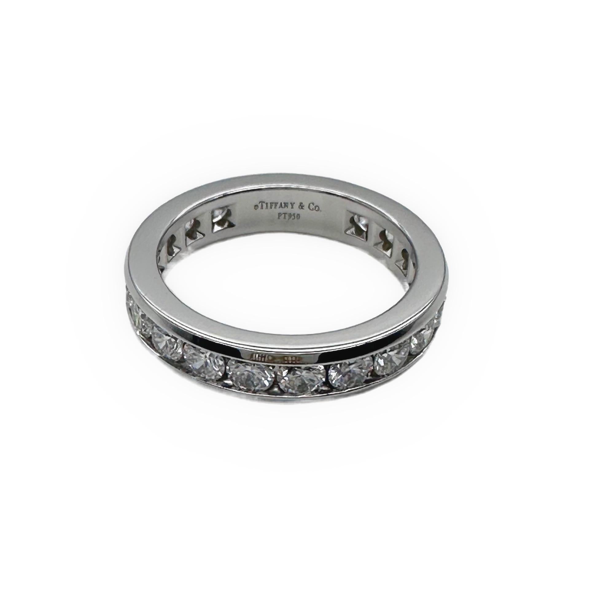 Tiffany & Co. Full Circle Diamond Channel Set Eternity Band 1.80tcw Plat In Excellent Condition For Sale In San Diego, CA
