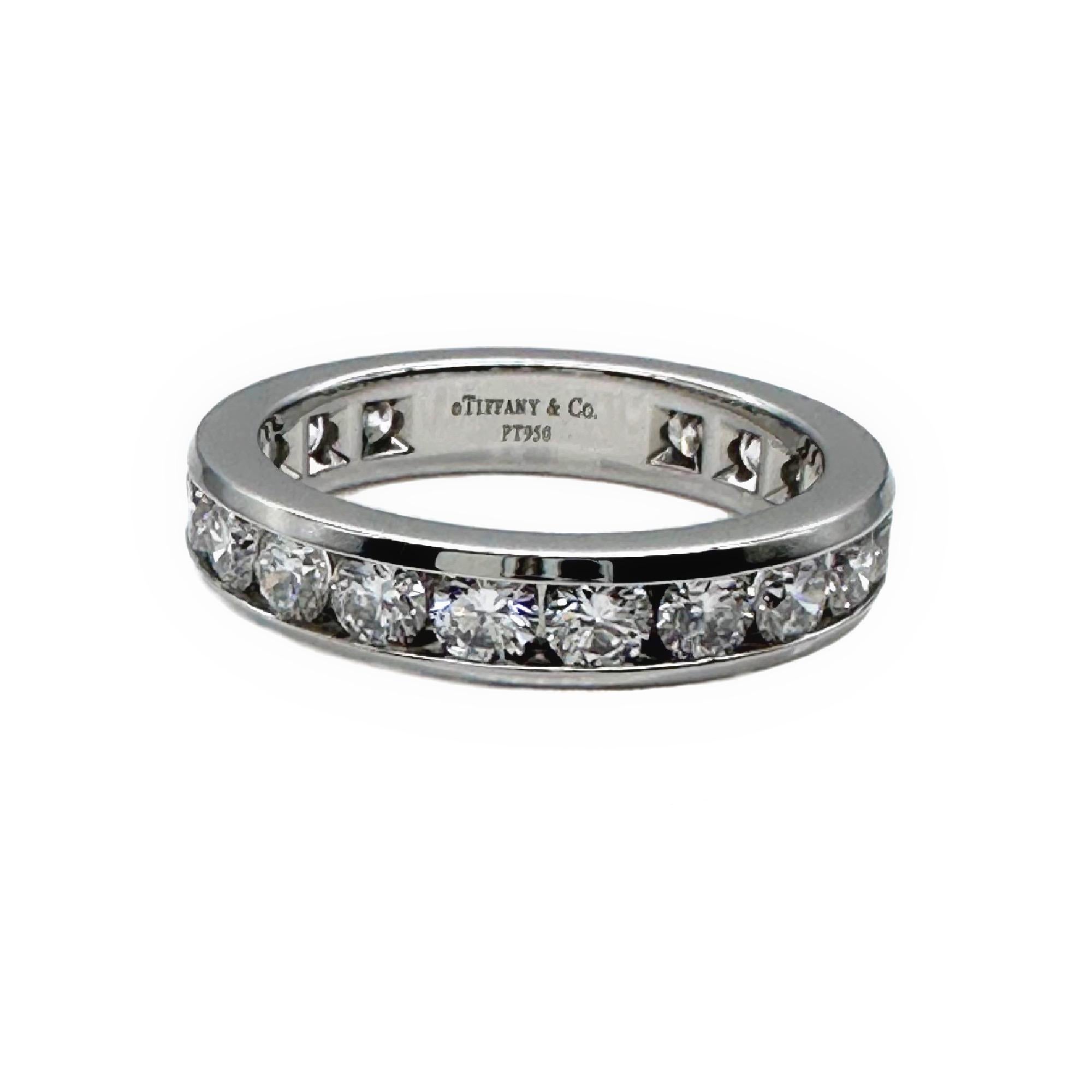 Women's or Men's Tiffany & Co. Full Circle Diamond Channel Set Eternity Band 1.80tcw Plat For Sale