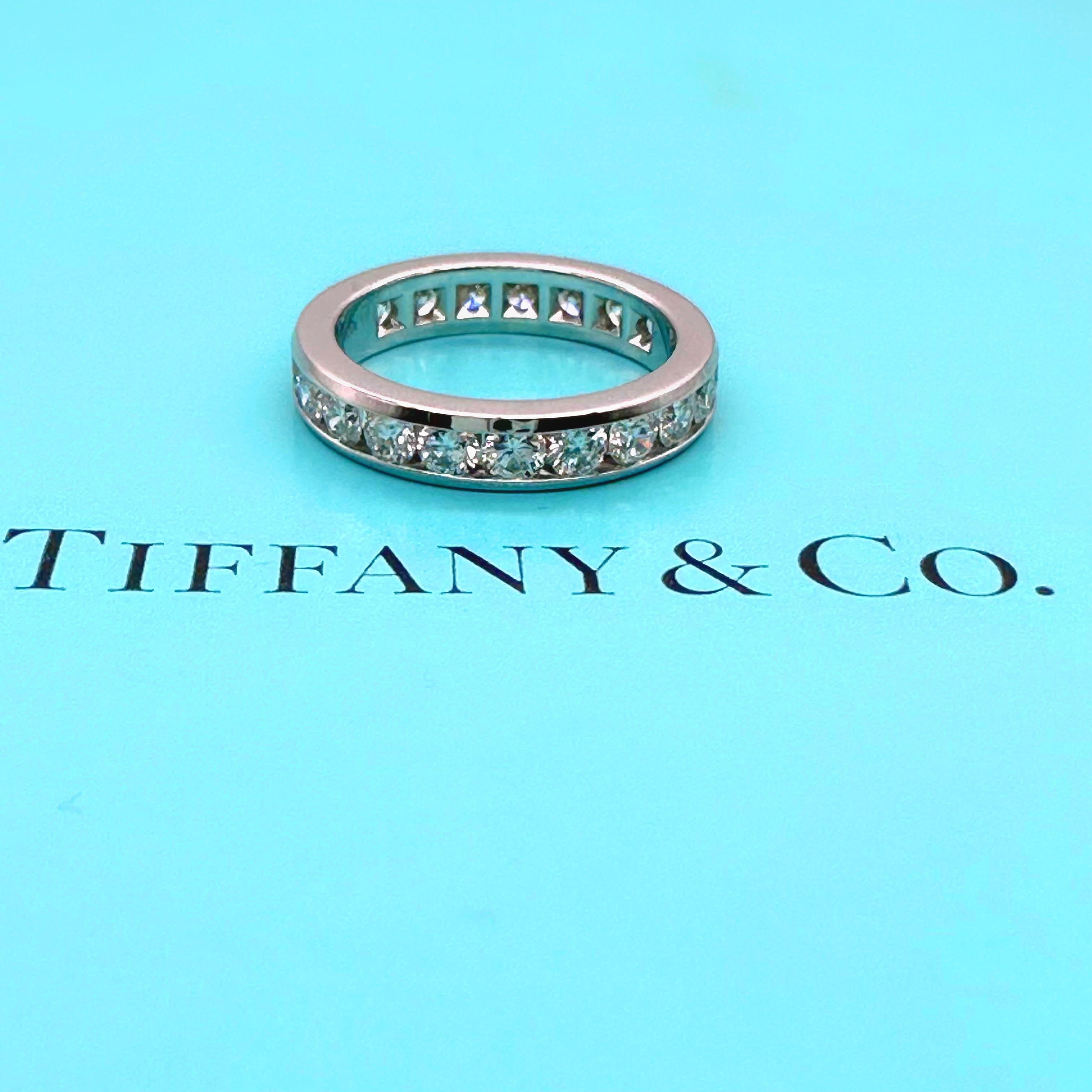 Tiffany & Co. Full Circle Diamond Channel Set Eternity Band 1.80tcw Plat For Sale 1