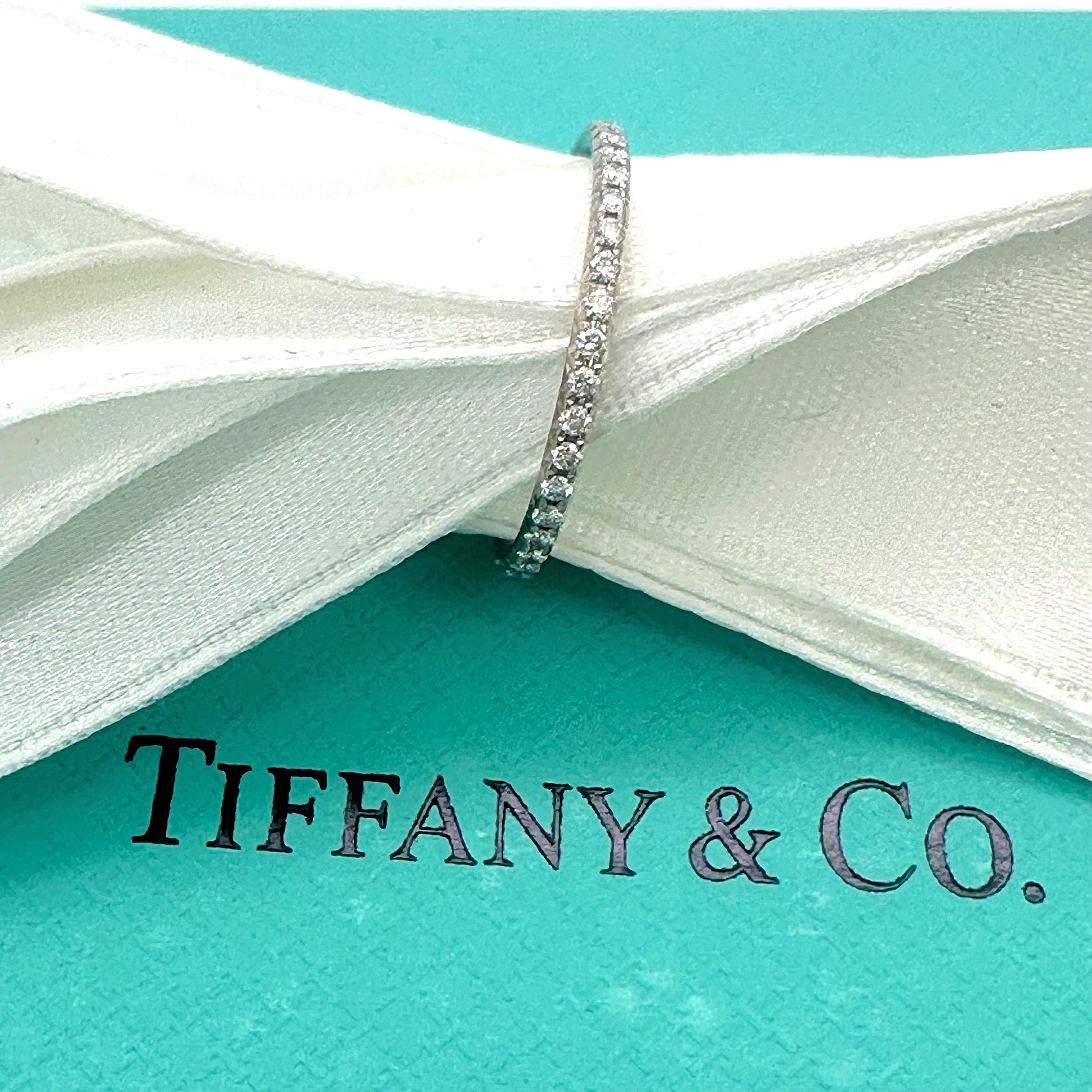 Tiffany & Co. Full Circle Diamond Eternity Band Ring 18k White Gold For Sale 5