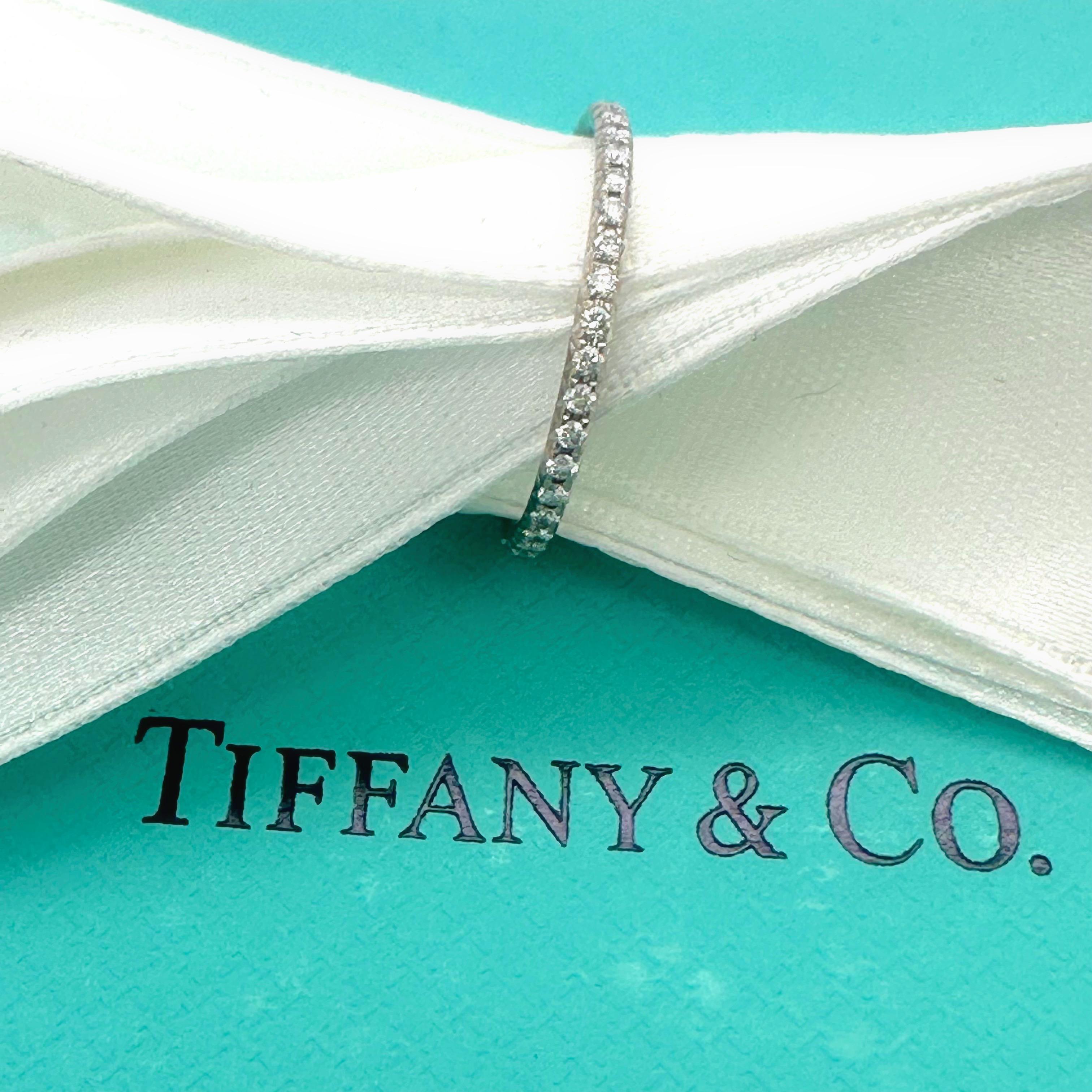 Tiffany & Co. Full Circle Diamond Eternity Band Ring 18k White Gold For Sale 6