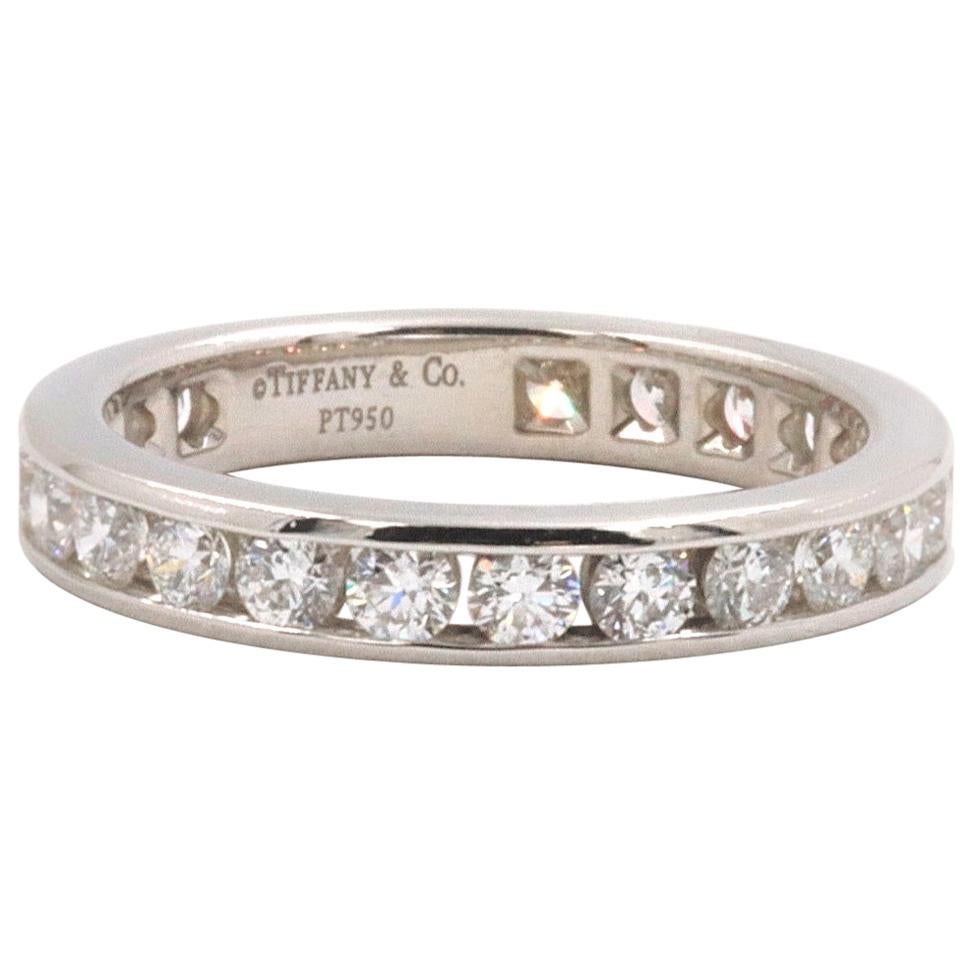 Tiffany & Co. Full Circle Round Diamond Wedding Band Ring in Platinum 1.00 Carat For Sale