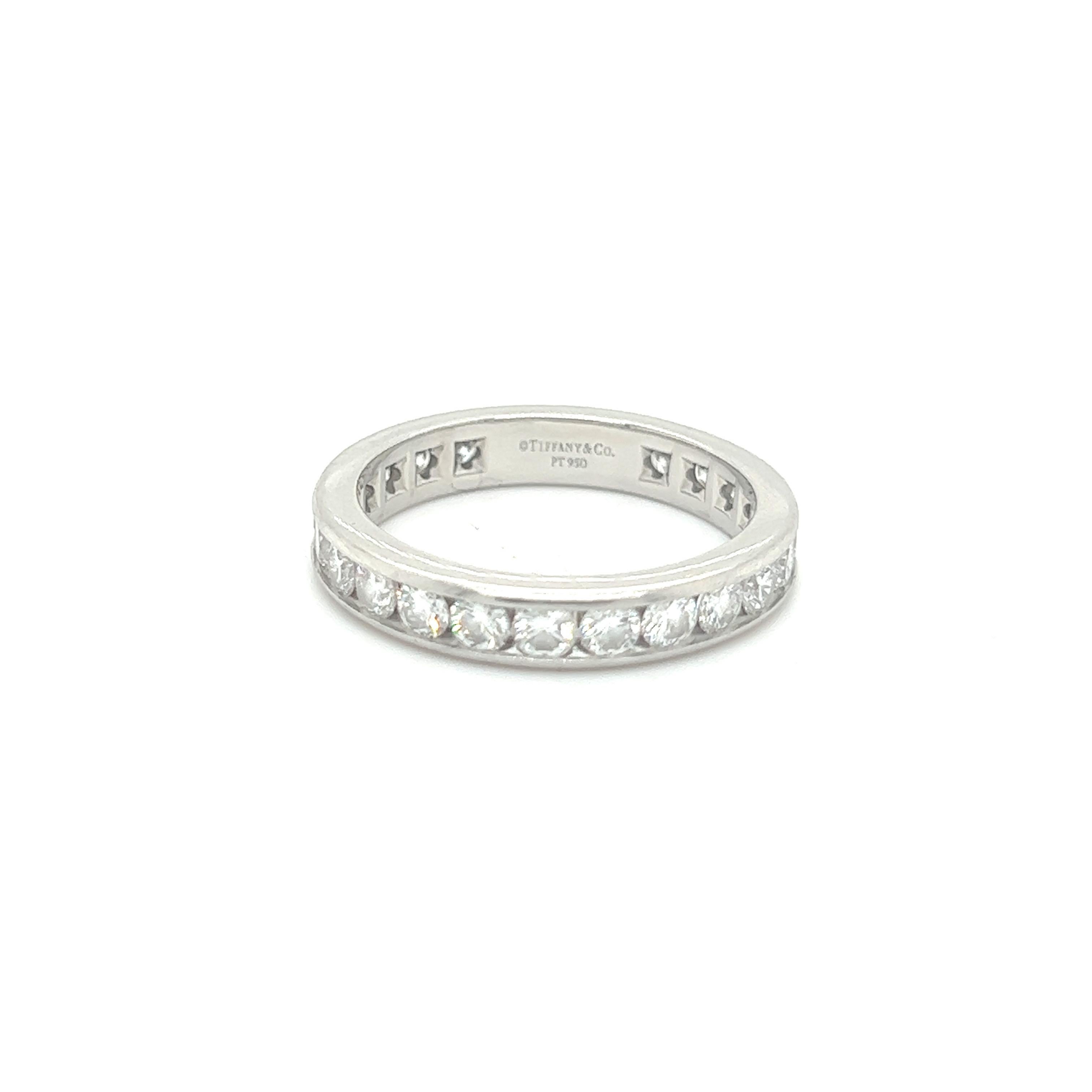 Women's or Men's Tiffany & Co Full Diamond platinum band, set with 2.40ct  For Sale