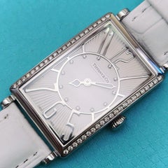 Tiffany & Co. Gallery Diamond Bezel Stainless Steel Tank Watch T1386