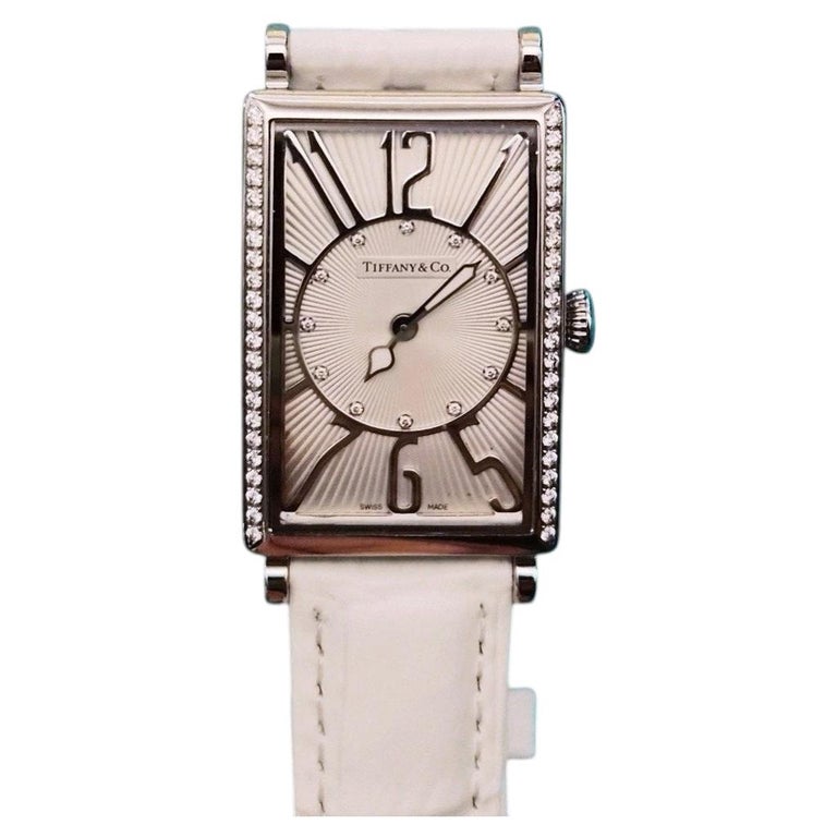 Tiffany & Co. Gallery Diamond Bezel Stainless Steel Tank Watch T1386