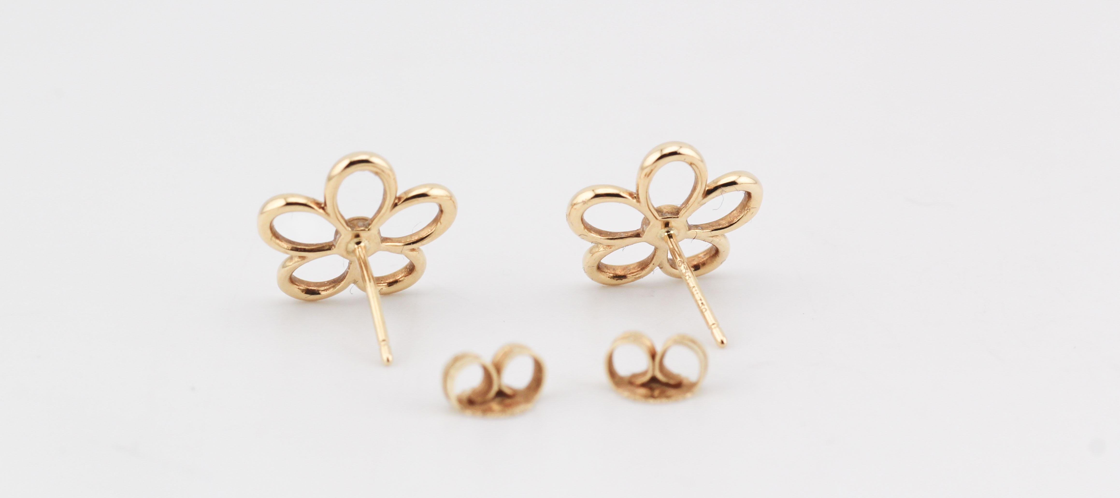 Donna Tiffany & Co. Orecchini a perno in oro 18k con diamanti a forma di fiore di giardino in vendita