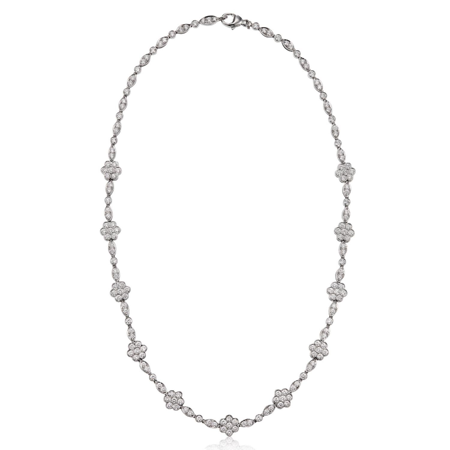 Tiffany & Co. Garden Flower Diamond Platinum Necklace In Excellent Condition In New York, NY