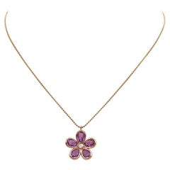 Tiffany & Co. Gartenblume aus Roségold mit Amethyst- und Diamant-Anhänger Halskette