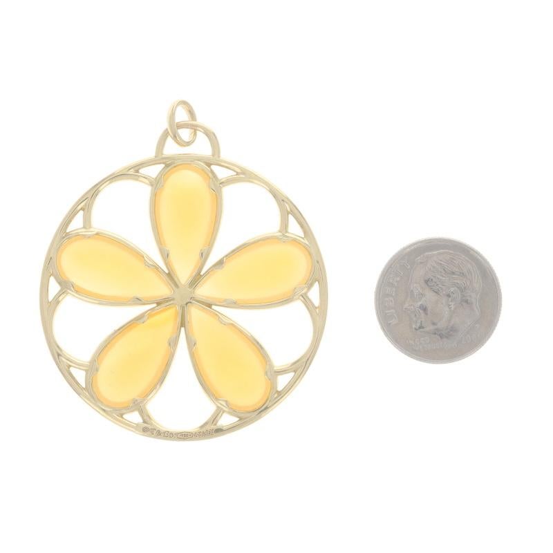 Tiffany & Co. Garden Medallion Moonstone Pendant Yellow Gold 18k Pear Cab Flower In Good Condition For Sale In Greensboro, NC
