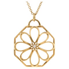 Tiffany & Co. Garden Open Flower Halskette 18K Gelbgold mit Diamant