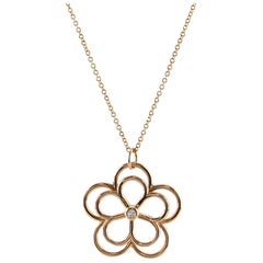 Tiffany & Co. Garten offene Blume Anhänger Halskette 18K Rose Gold und Diamant