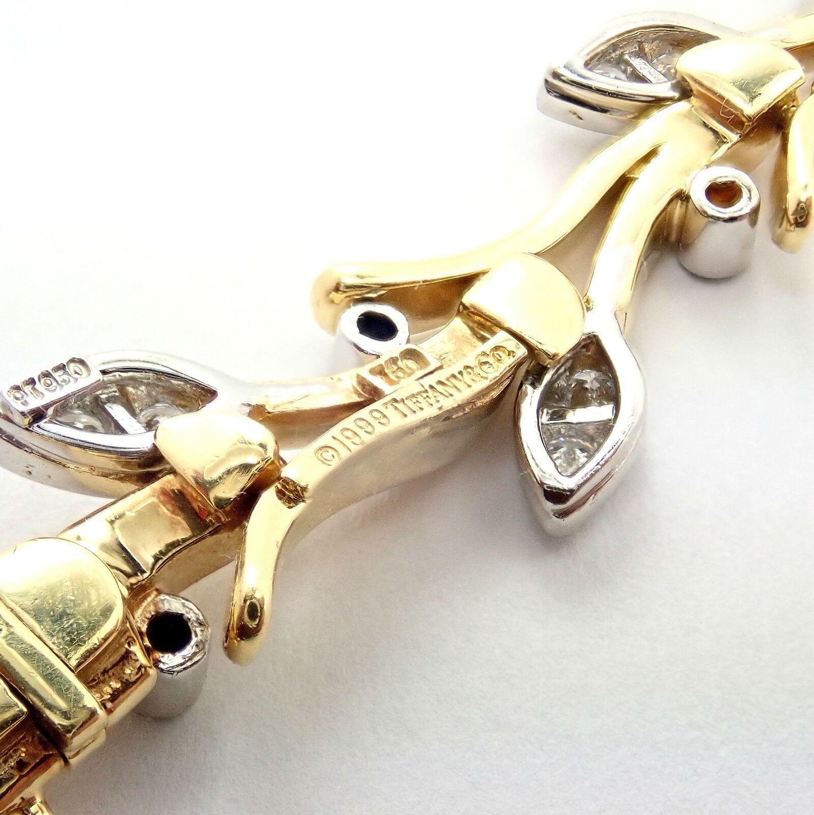 Tiffany & Co. Garland 2.25ct Diamond Yellow Gold Platinum Tennis Bracelet 2