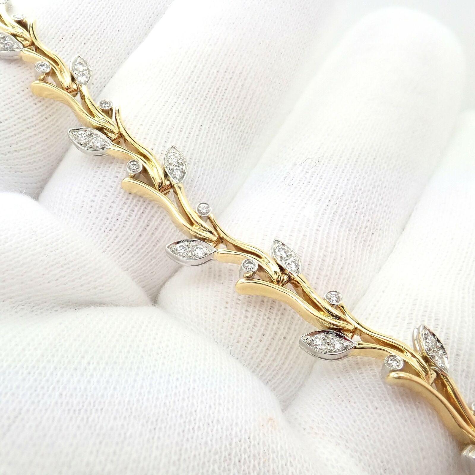 Tiffany & Co. Garland 2.25ct Diamond Yellow Gold Platinum Tennis Bracelet 3