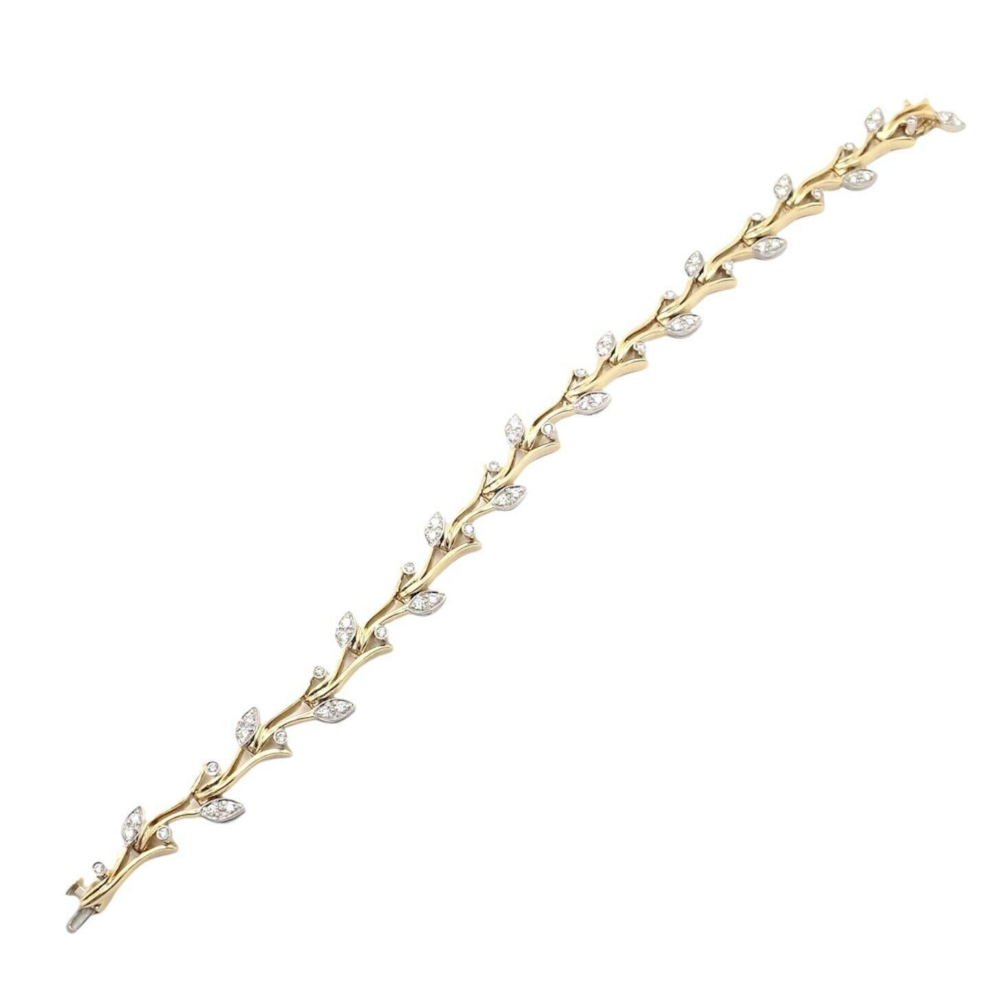 Yellow Gold And Platinum Diamond Tennis Bracelet by Tiffany & Co
With 54 round brilliant cut diamonds VS1 clarity, E color total weight approx. 2.25ct
Details:
Weight: 26.8 grams
Width: 11mm
Length: 7.25