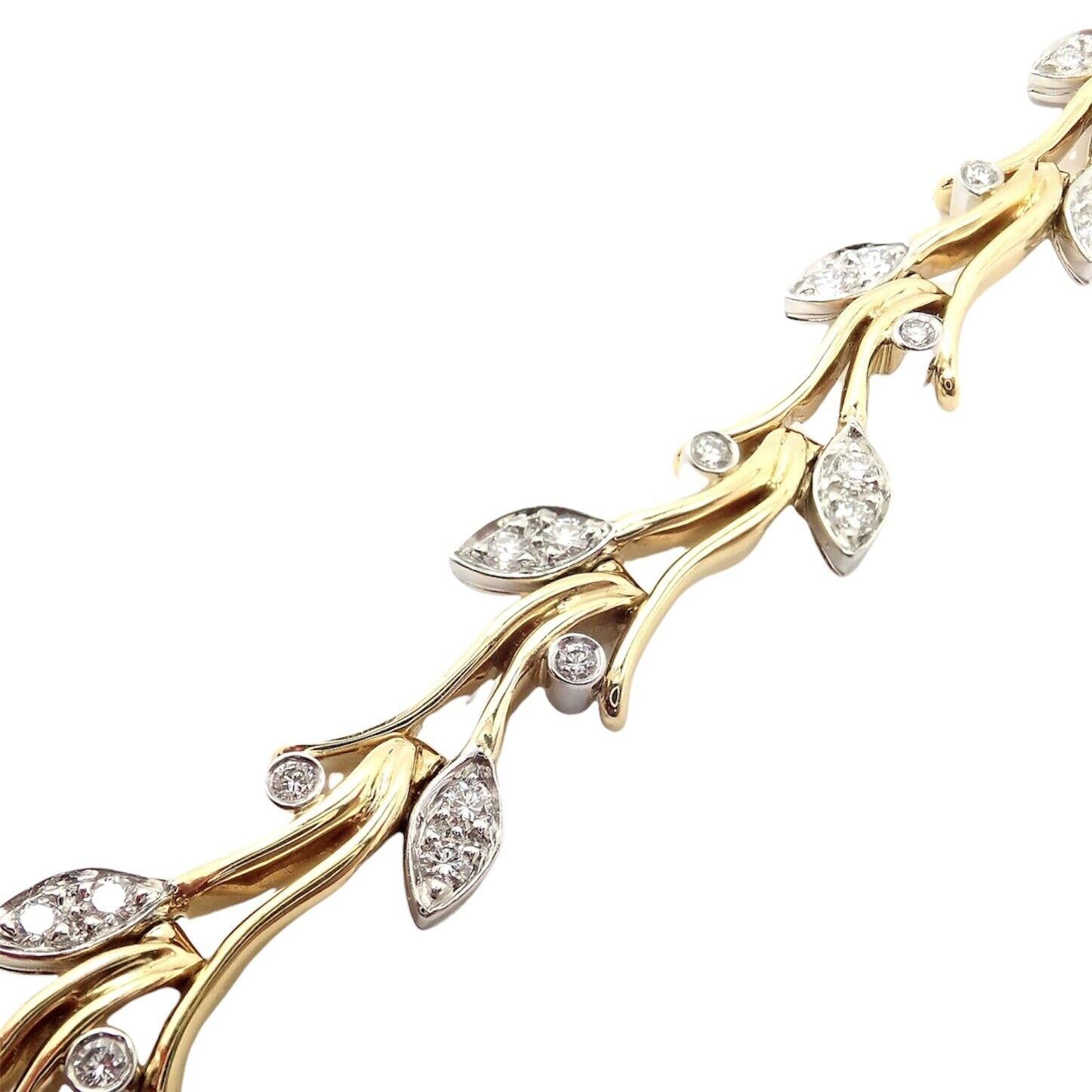 Brilliant Cut Tiffany & Co. Garland 2.25ct Diamond Yellow Gold Platinum Tennis Bracelet