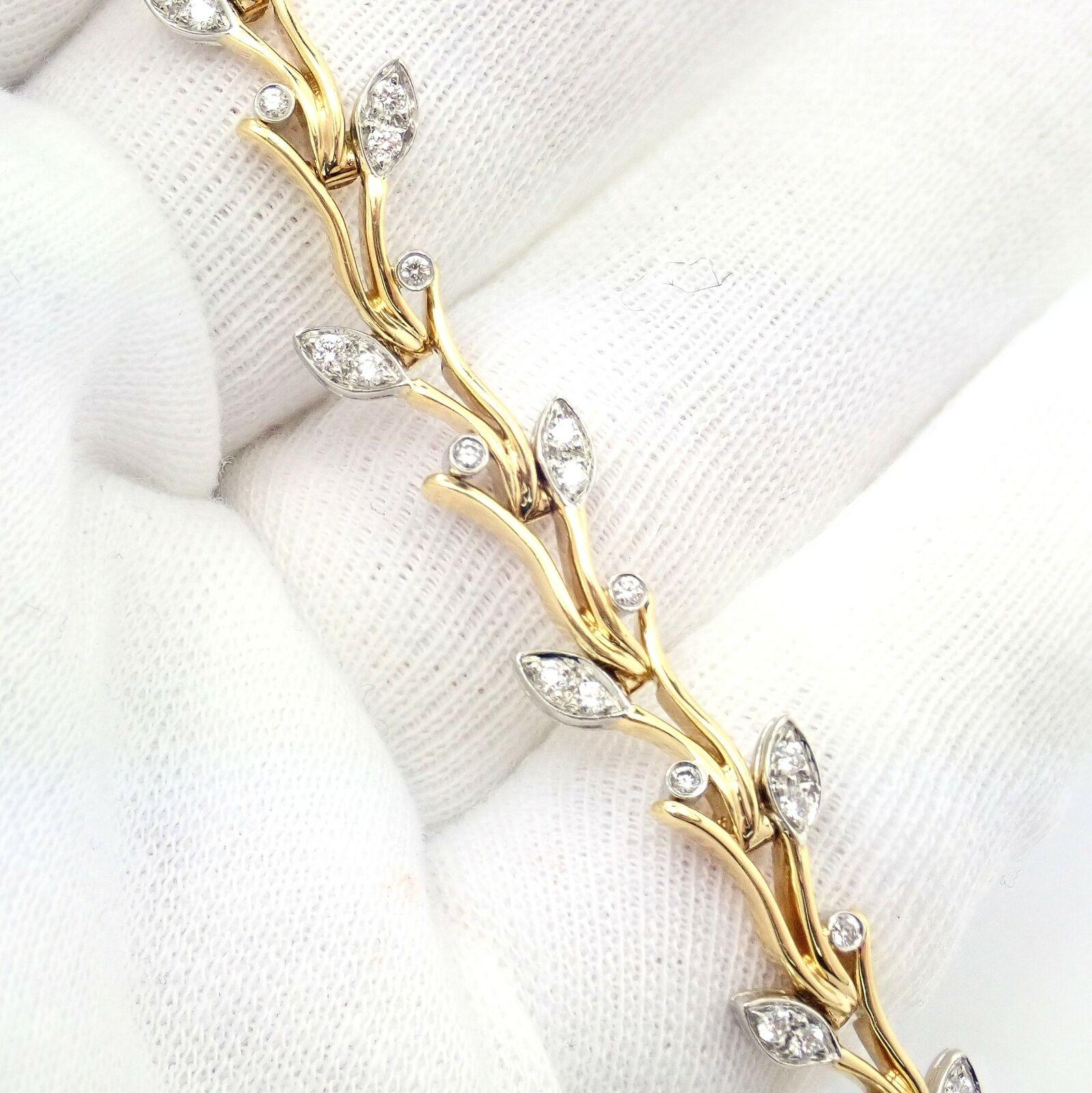 Women's or Men's Tiffany & Co. Garland 2.25ct Diamond Yellow Gold Platinum Tennis Bracelet