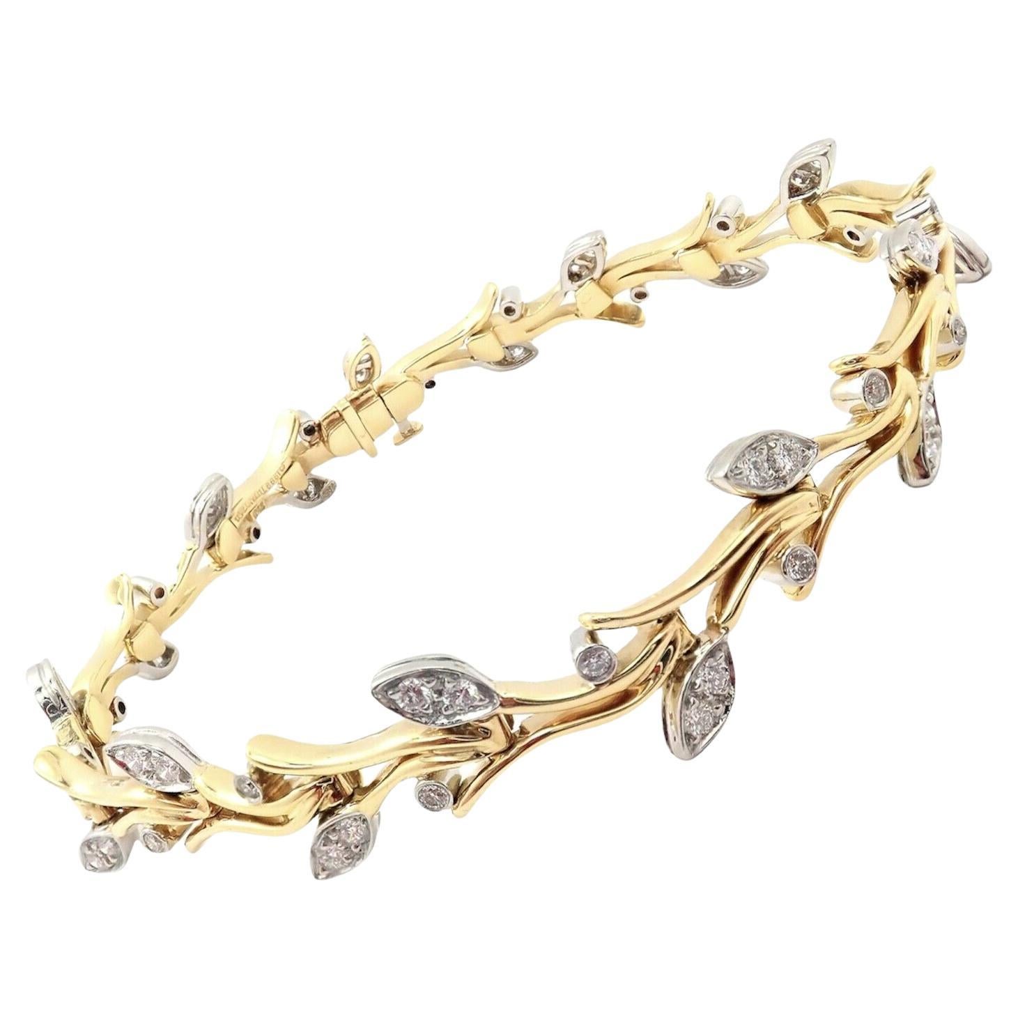 Tiffany & Co. Garland 2.25ct Diamond Yellow Gold Platinum Tennis Bracelet