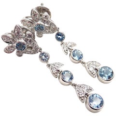 Tiffany & Co. Garland Diamond Aquamarine Platinum Drop Dangle Earrings