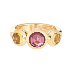 Tiffany & Co. Garnet Citrine Ring Estate 18k Gold France Signed Jewelry