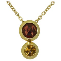 Tiffany & Co. Garnet Citrine Yellow Gold Pendant Necklace