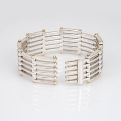 Tiffany & Co Gate Link Bracelet Sterling Silver 18k Gold Vintage Jewelry 7"