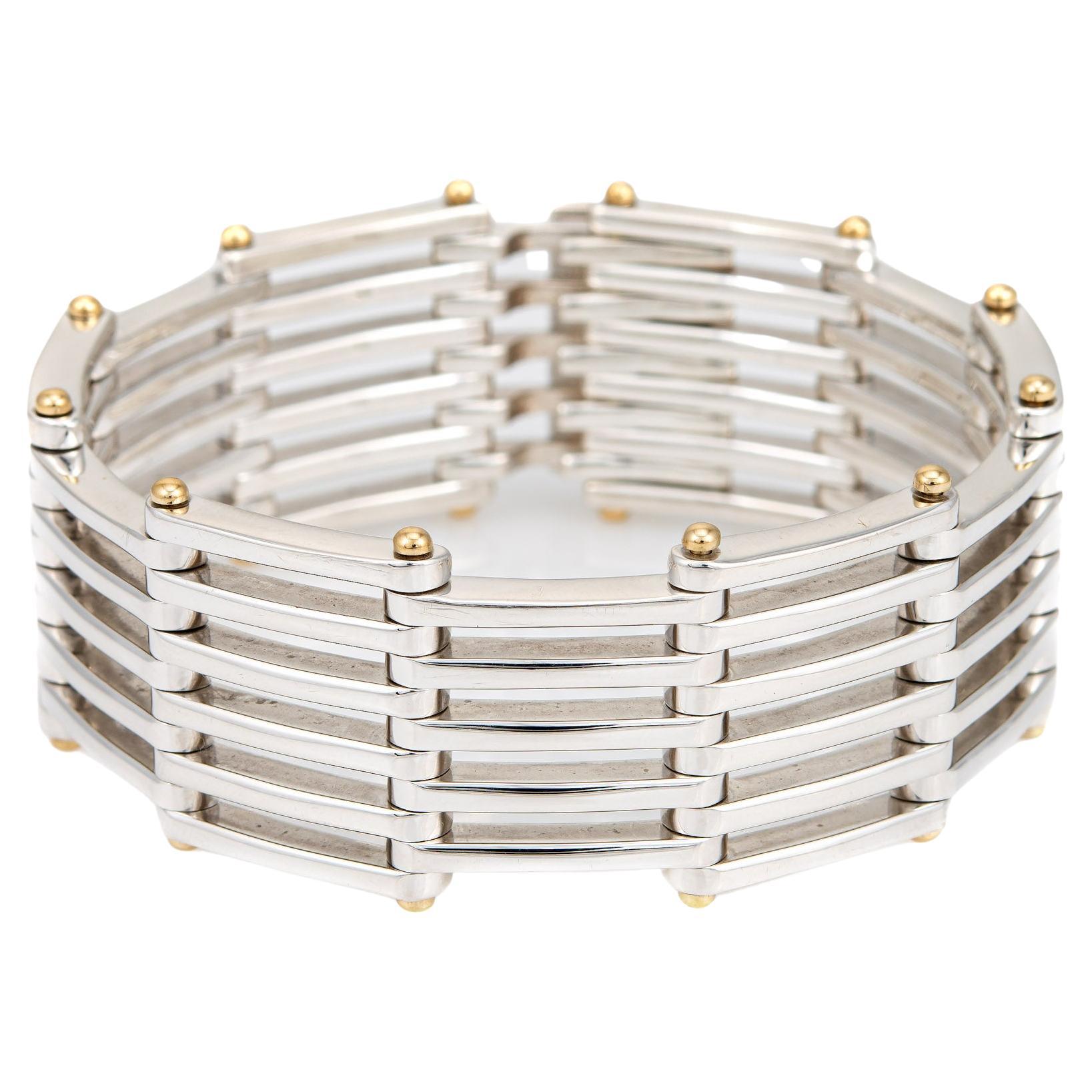 Tiffany & Co Gate Link Bracelet Sterling Silver 18k Gold Vintage Jewelry 7"