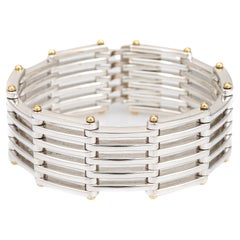 Tiffany & Co Gate Link Bracelet Sterling Silver 18k Gold Used Jewelry 7"