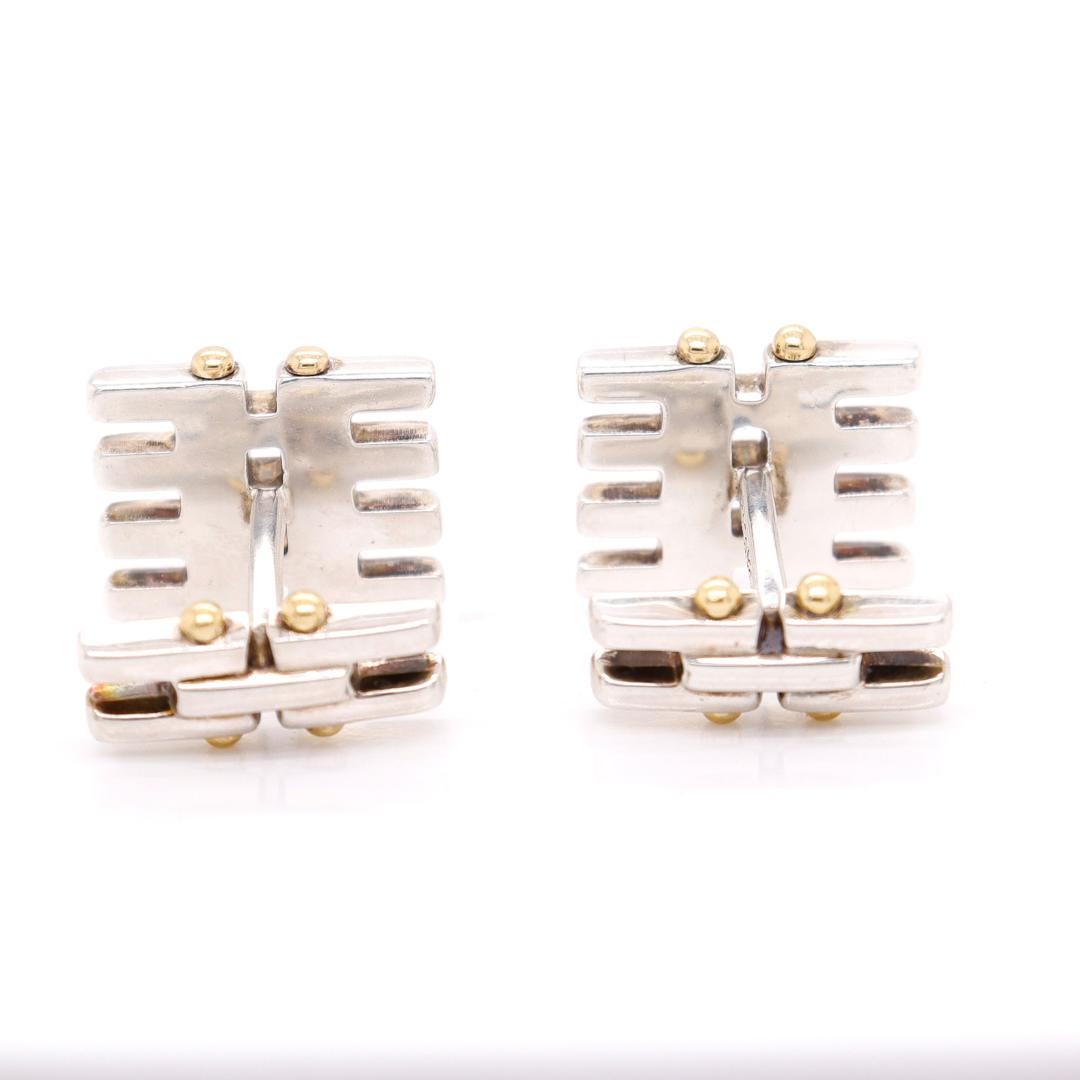 Tiffany & Co. Gatelink Sterling Silver & 18 Karat Gold Cufflinks 5