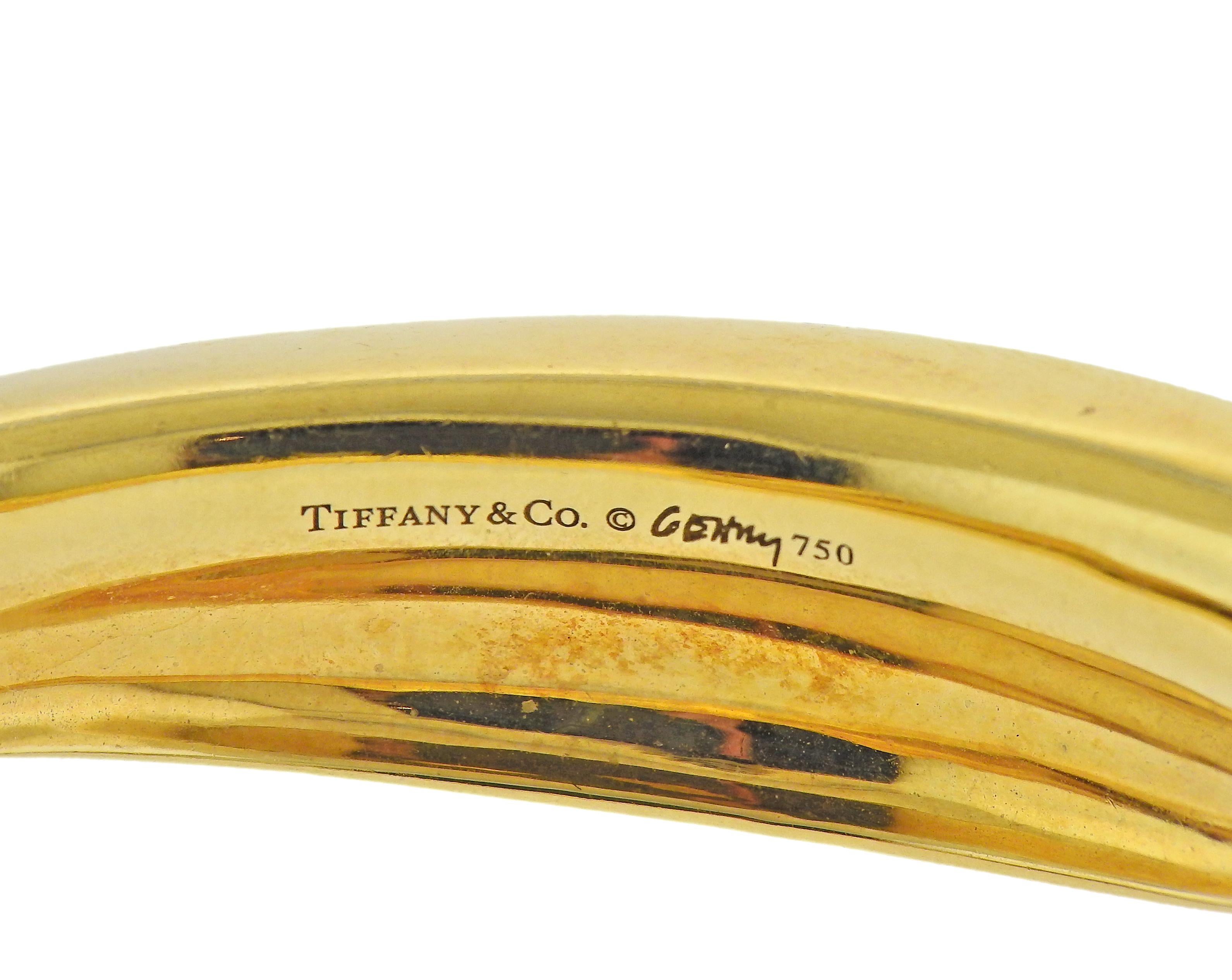 Tiffany & Co. Gehry Fish Gold Bangle Bracelet Set of 3 In Excellent Condition In New York, NY